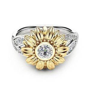 Exquisite Women's Floral Ring Round Sunflower sz7